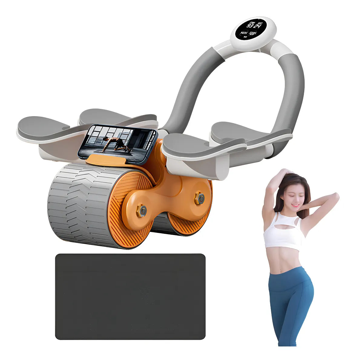 RUEDA ABDOMINAL CON REBOTE AUTOMÁTICO. 4 REPOSA CODOS + TEMPORIZADOR GRATIS