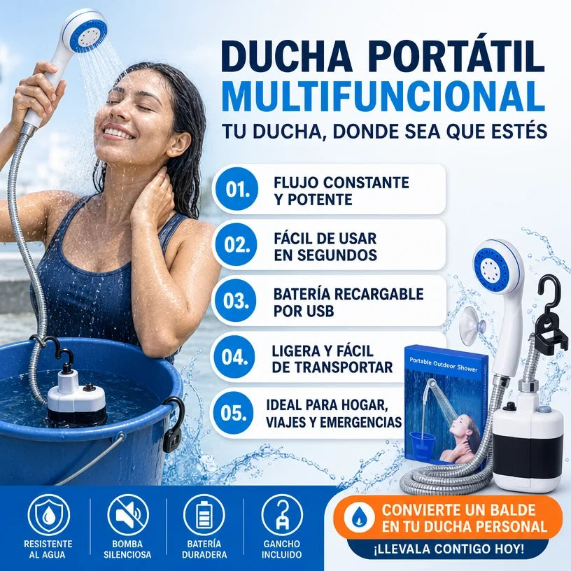 DUCHA PORTATIL MULTIFUNCIONAL. Deja de bañarte con cubeta.