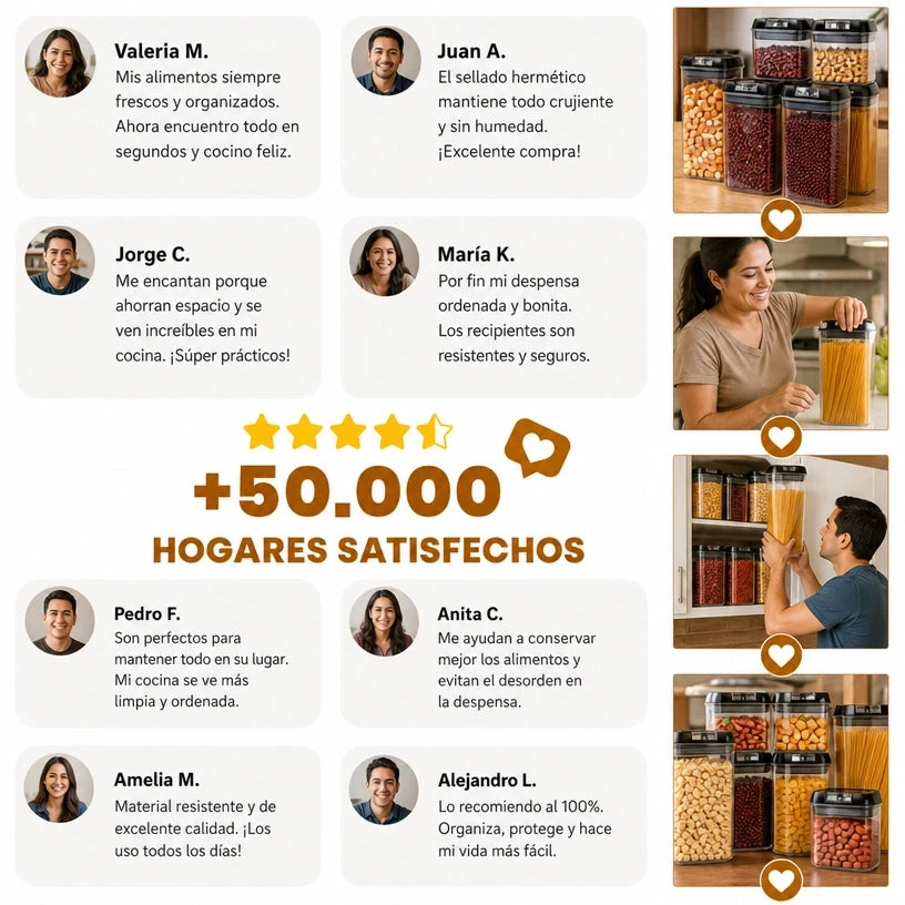 🔥 SET DE 7 RECIPIENTES HERMÉTICOS ORIGINAL – ¡TRANSFORMA Y ORGANIZA TU COCINA!
