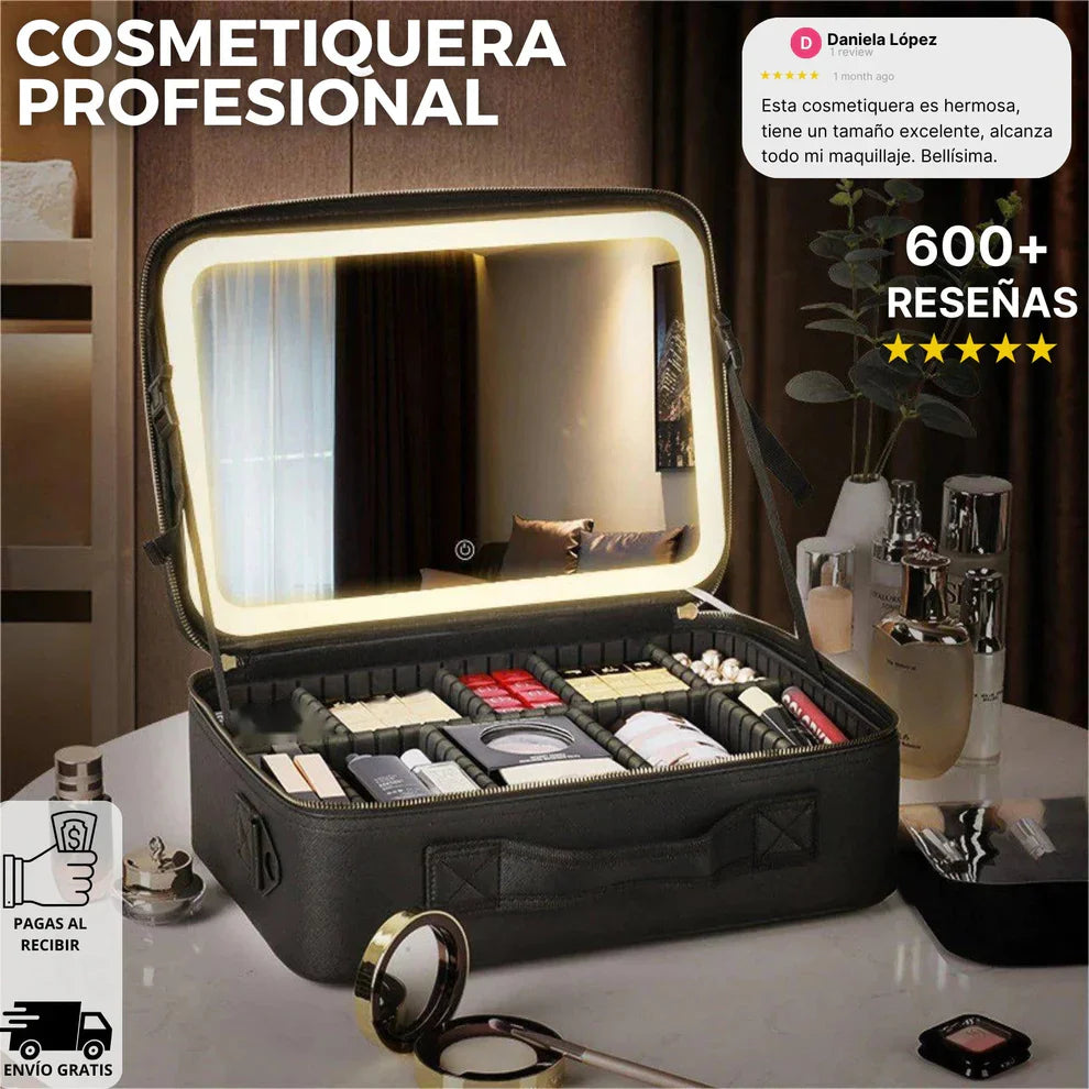 COSMETIQUERA PROFESIONAL DE LUJO + ESPEJO LED