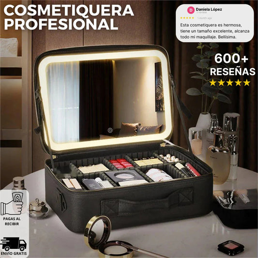 COSMETIQUERA PROFESIONAL DE LUJO + ESPEJO LED