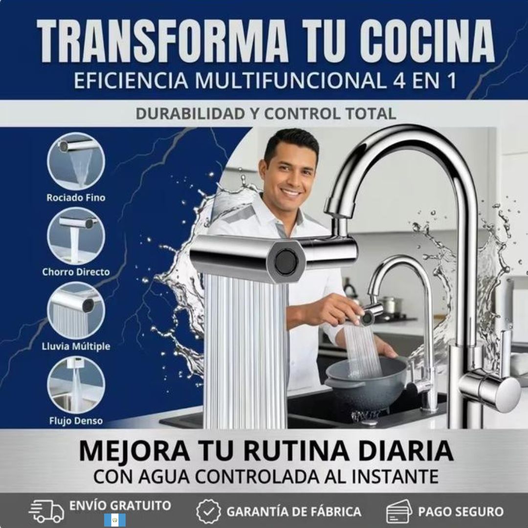 GRIFO MULTIFUNCIONAL 4 EN 1. FILTRO INCLUIDO GRATIS✅