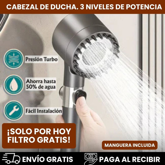 CABEZAL DE DUCHA PREMIUM. AHORRA AGUA. MANGUERA Y FILTRO GRATIS