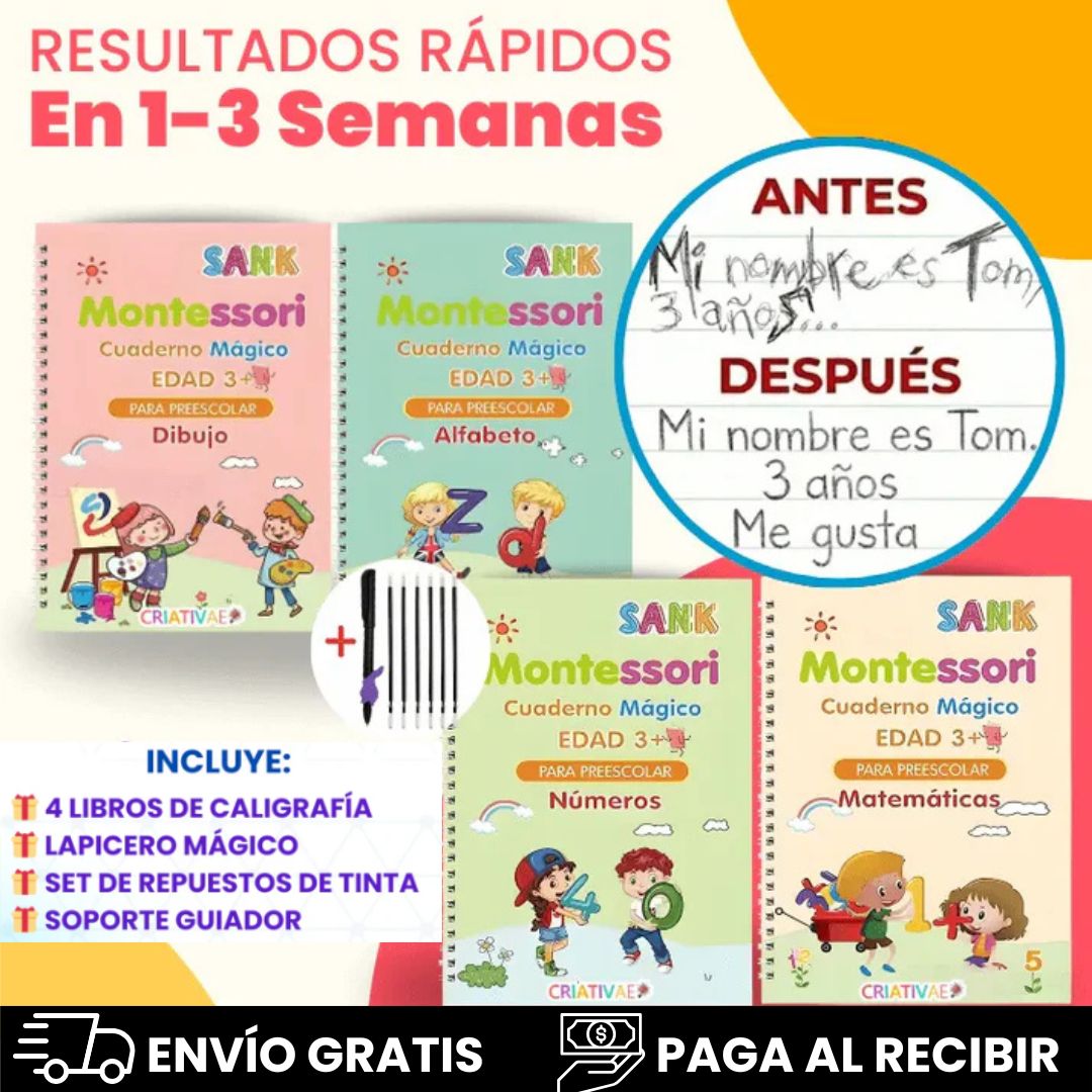 KIT DE 4 CUADERNOS REUTILIZABLES+REPUESTOS DE TINTA GRATIS