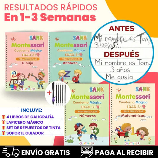 KIT DE 4 CUADERNOS REUTILIZABLES+REPUESTOS DE TINTA GRATIS