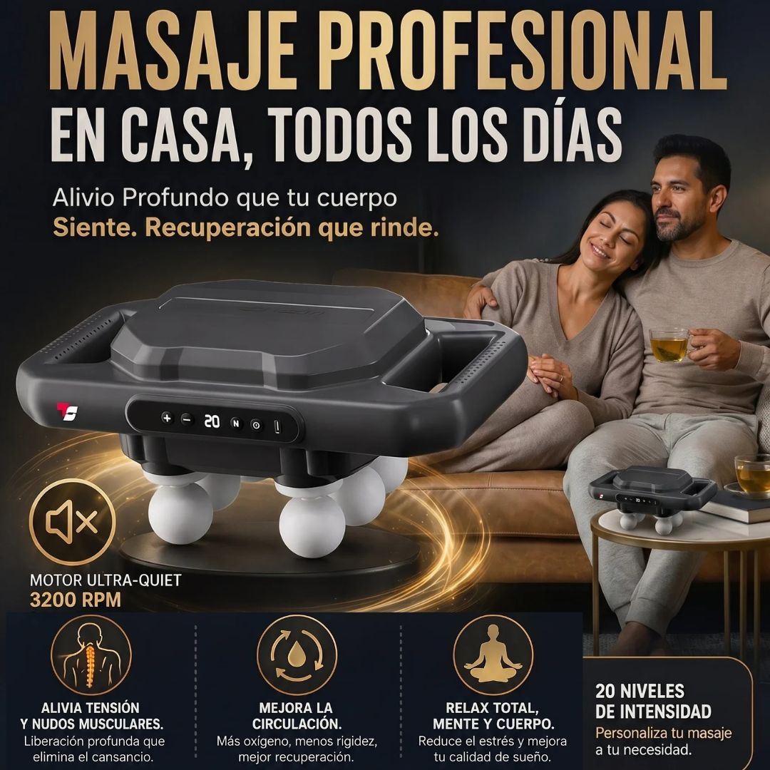 Masajeador profesional terapeutico con 16 Cabezales de Precisión ajustable