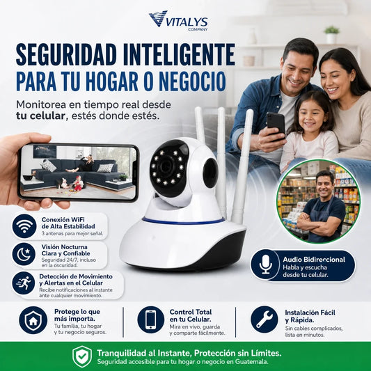 CAMARA DE SEGURIDAD WIFI 360° DE 3 ANTENAS ORIGINAL