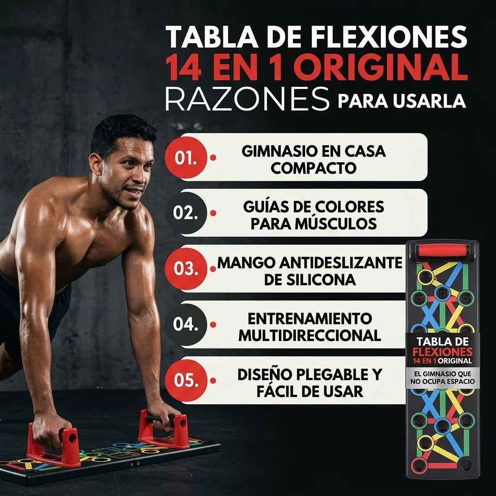 TABLA DE FLEXIONES 14 EN 1 ORIGINAL-GRATIS GUÍA DE ENTRENAMIENTO