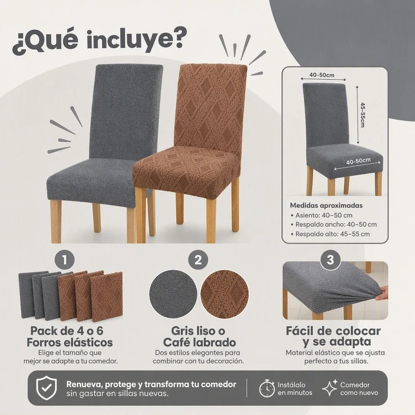 🔥 FORROS DE SILLA ORIGINAL – ¡RENUEVA TU COMEDOR EN MINUTOS!