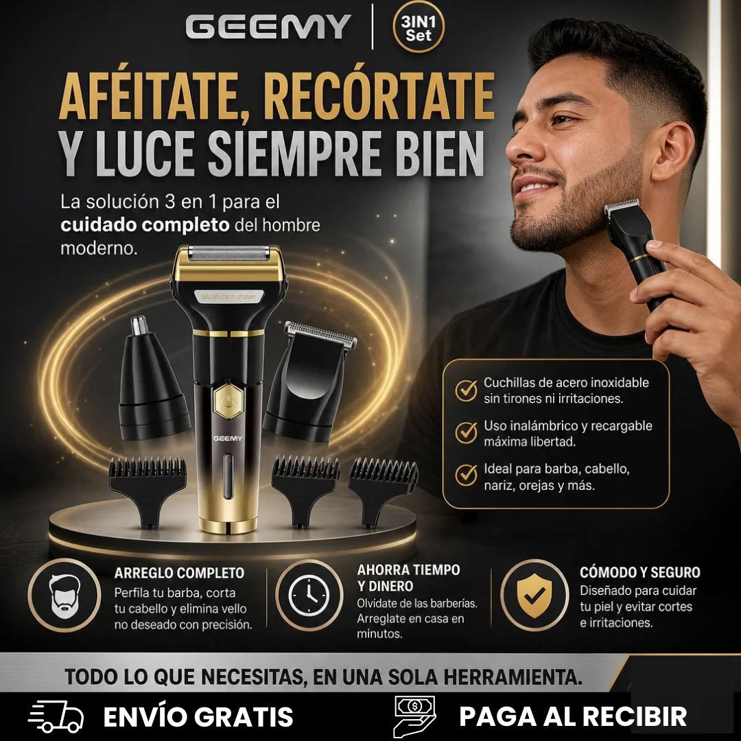 GEEMY GM-595 AFEITADORA PREMIUM 3 EN 1. OLVIDATE DE LAS CUCHILLAS