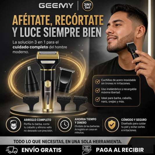 GEEMY GM-595 AFEITADORA PREMIUM 3 EN 1. OLVIDATE DE LAS CUCHILLAS