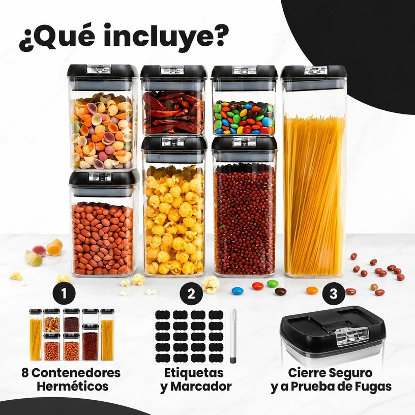 🔥 SET DE 7 RECIPIENTES HERMÉTICOS ORIGINAL – ¡TRANSFORMA Y ORGANIZA TU COCINA!