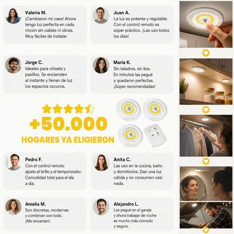 SET DE LUCES LED ORIGINAL, PAGA 4 LLEVA 6 – ¡ILUMINA CUALQUIER RINCÓN SIN CABLES!