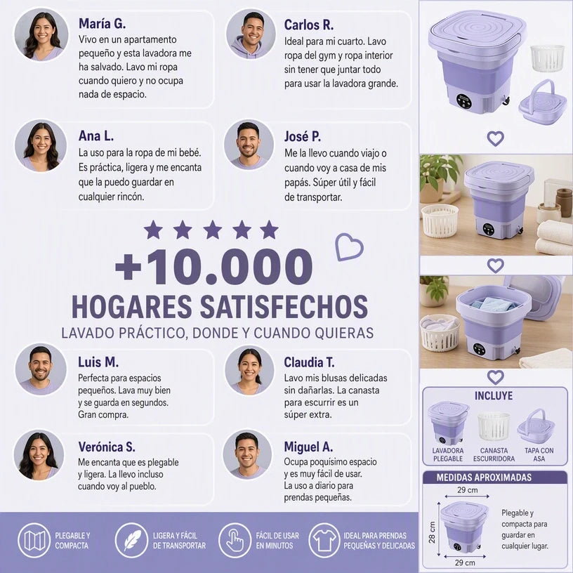 LAVADORA PORTÁTIL ORIGINAL – ¡LAVA Y AHORRA ESPACIO!