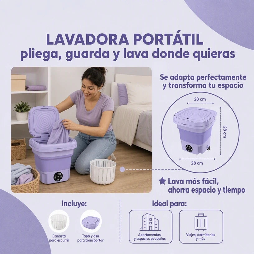 LAVADORA PORTÁTIL ORIGINAL – ¡LAVA Y AHORRA ESPACIO!