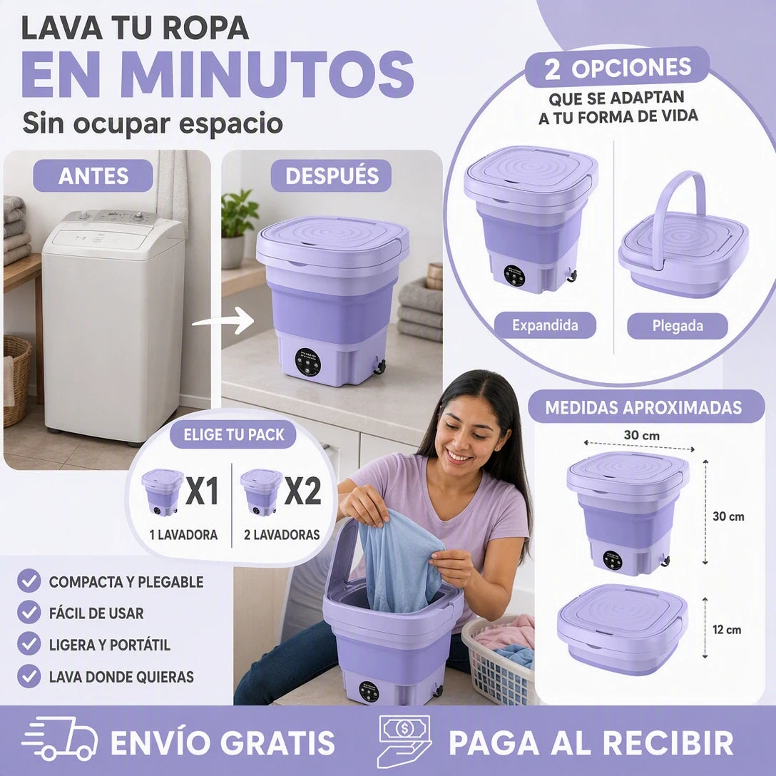 LAVADORA PORTÁTIL ORIGINAL – ¡LAVA Y AHORRA ESPACIO!