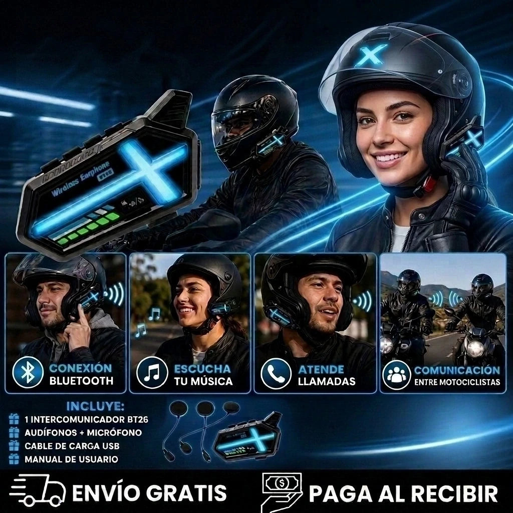 🏍️ INTERCOMUNICADOR BT26 ORIGINAL – ¡CONECTA, ESCUCHA Y HABLA MIENTRAS RUEDAS! 🔥